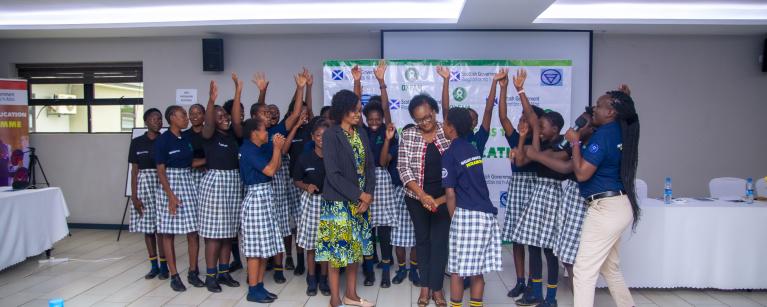Learners in Kabwe, Zambia celebrating the official lauch of the project