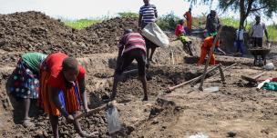 A group of people taking part in the cash-for-work programme