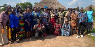 Unyama Women’s Drama Group together with Oxfam & UWONET staff during a monitoring visit in Unyama Sub CountyC. Unyama Women’s Drama Group together with Oxfam & UWONET staff during a monitoring visit at their meeting point in Unyama S/C.