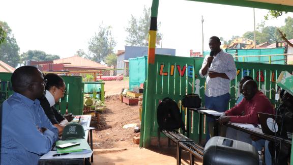 Oxfam in Africa Director Fati N’zi-Hassane, and Oxfam in Uganda Country Director Francis Shanty Odokorach met with boda boda riders in Nakawa who are championing male engagement in care work
