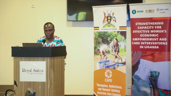 Oxfam in Uganda Women's Rights Advisor Jane Ocaya-Irama speaking at the celebration of the day of care and support Oxfam in Uganda Women's Rights Advisor Jane Ocaya-Irama speaking at the celebration of the day of care and support