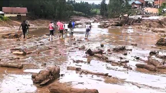 sections of town centers that were washed away by floods in Kasese when river Nyamugasani burst its banks in April -May 2023 