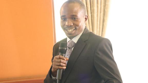 Stand Up project lead Wilson Senyonyi speaking during the meeting. Stand Up project lead Wilson Senyonyi speaking during the meeting.