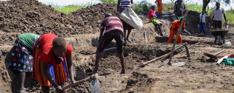 A group of people taking part in the cash-for-work programme