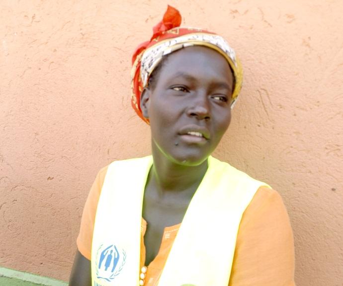 Sarah Utua a refugee mother and pump operator at Ure pump constructed by Oxfam Photo:Oxfam