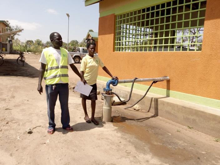 The motorized boreholes that pump water to refugees in Imvepi constructed by Oxfam Photo By Robert Ariaka/Oxfam