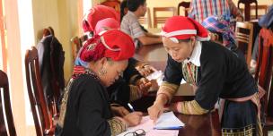 Red Dao women at a workshop. Credit: Oxfam in Vietnam