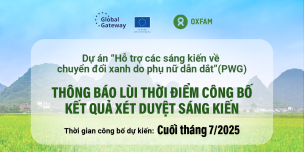 LÙI THỜI ĐIỂM CÔNG BỐ KẾT QUẢ XÉT DUYỆT SÁNG KIẾN PWG