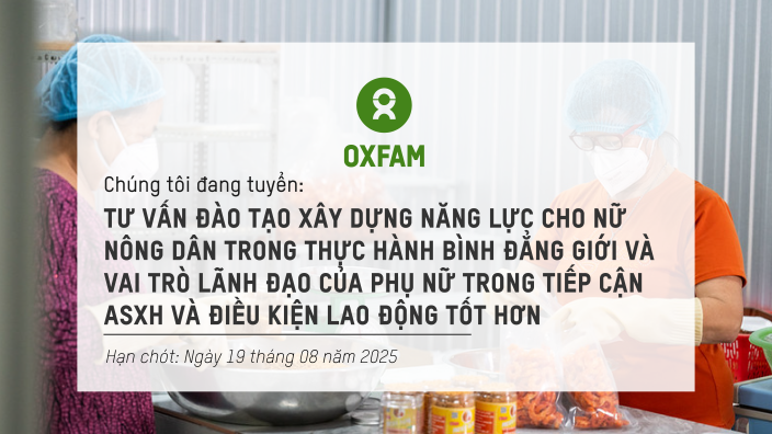 Tư vấn đào tạo xây dựng năng lực cho nữ nông dân trong thực hành bình đẳng giới và vai trò lãnh đạo của phụ nữ trong tiếp cận an sinh xã hội và điều kiện lao động tốt hơn cho nông dân và nữ lao động trong chuỗi giá trị tôm và lúa gạo