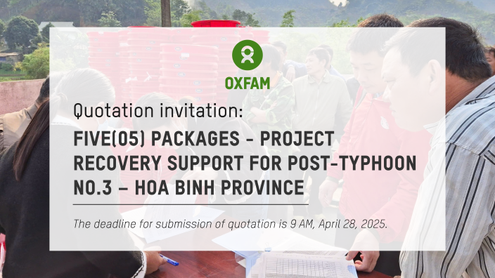 QUOTATION INIVITATION FOR FIVE(05) PACKAGES - project Recovery Support for Post-Typhoon No.3 – Hoa Binh Province