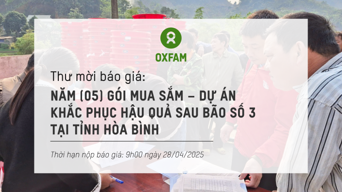 THƯ MỜI BÁO GIÁ – NĂM (05) GÓI MUA SẮM –  Dự án Khắc phục hậu quả sau bão số 3 – tỉnh Hòa Bình
