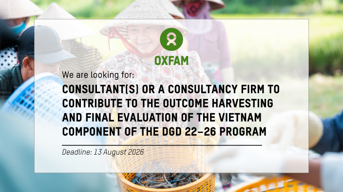 [DEADLINE EXTENSION] Consultant(s)/ consultancy firm to contribute to the outcome harvesting and final evaluation of the Vietnam component of the DGD 2022–2026 Program