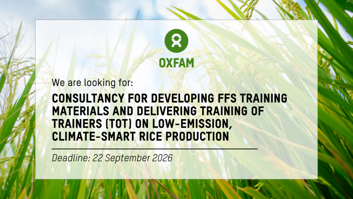Consultancy for Developing FFS Training Materials and Delivering Training of Trainers (ToT) on Low-Emission, Climate-Smart Rice Production
